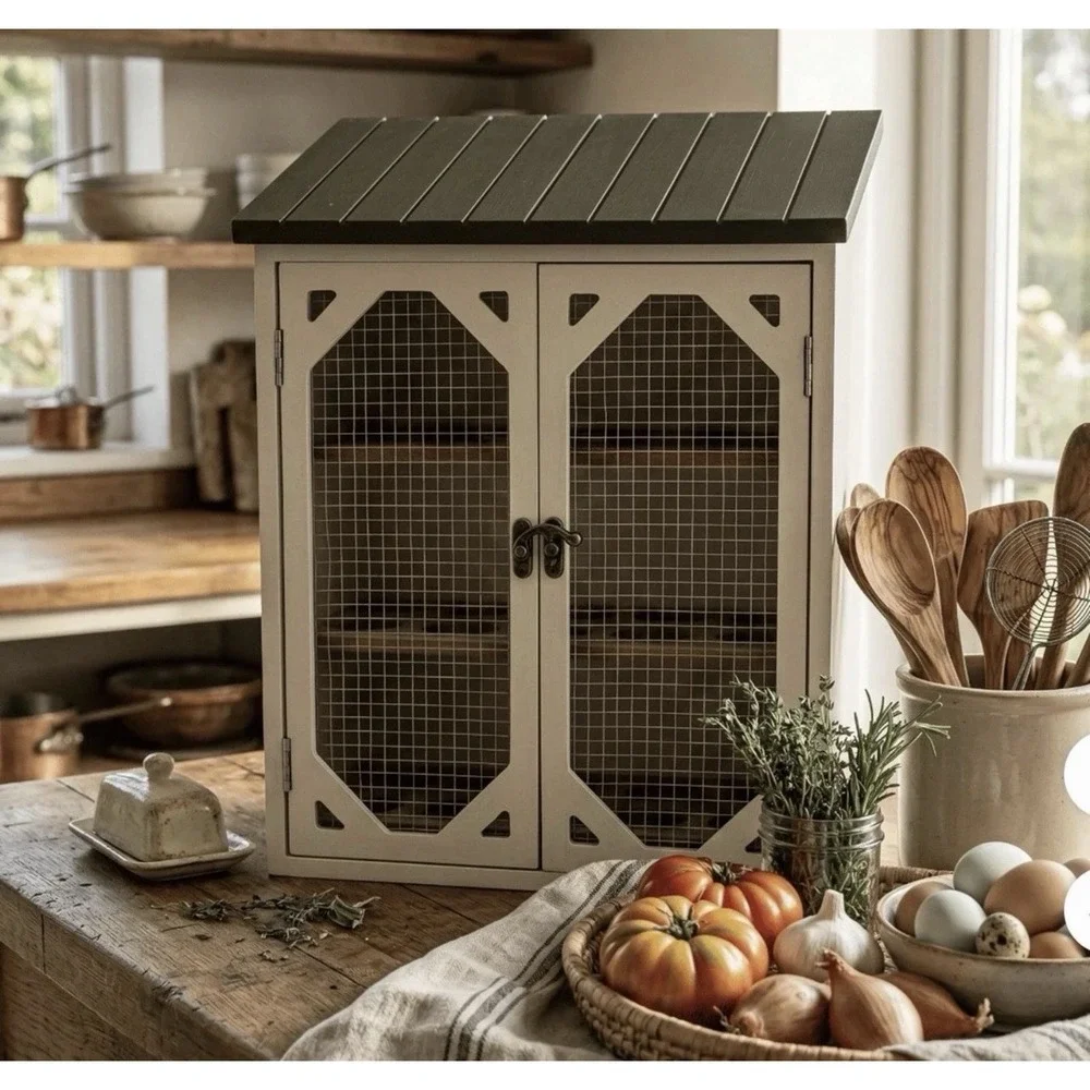 Egg Holder Farmhouse Storage Organizer Cabinet with Double Doors Egg Holds 30